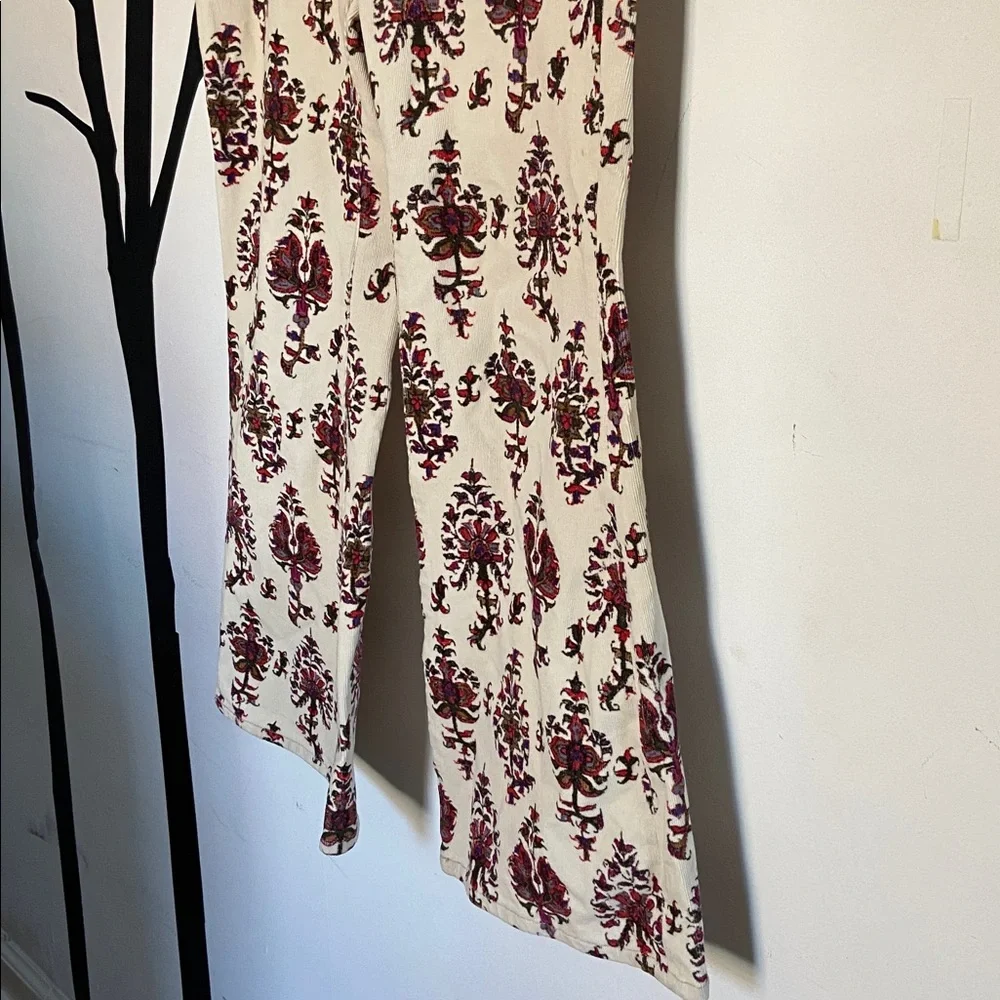 NWOT Anthropologie Pilcro cream corduroy boho printed bootcut jeans